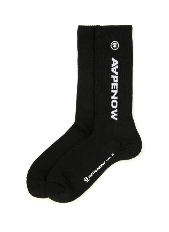 AAPE AAPENOW moonface logo crew socks