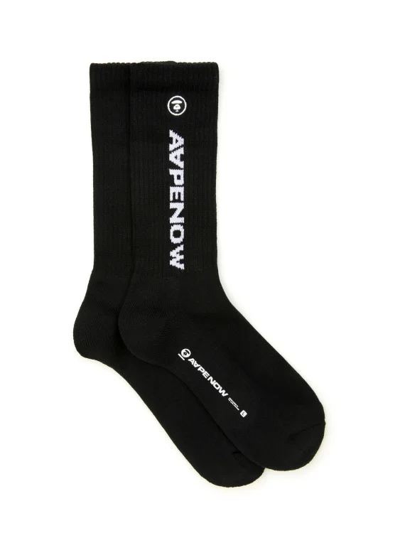 AAPE AAPENOW moonface logo crew socks