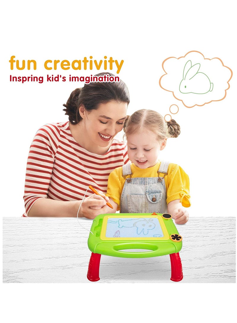 Magnetic Drawing Board table with Stamps  Pen   Education Doodle Toys for 1 4 Year Old Kids, Colorful Erasable Magnet Writing Sketching Pad for Toddlers Learning Green - Image 1