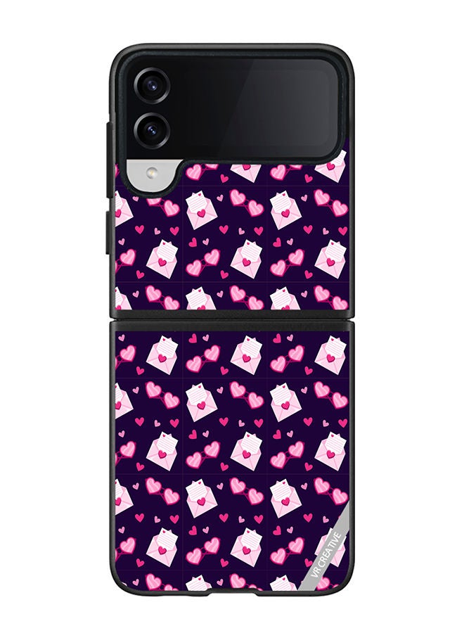 VR CREATIVE Protective Case Cover For Samsung Galaxy Z Flip4 Love Pattern Design Multicolour - Image 1