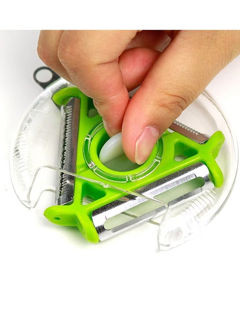 DubaiGallery Triple multifunctional vegetable and fruit peelers kitchen accessories stainless steel fruit grater cutter kitchen gadgets  - Image 1