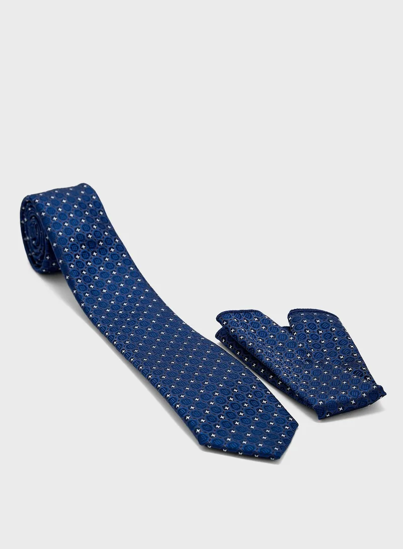 Robert Wood Tie & Pocket Square In Gift Box