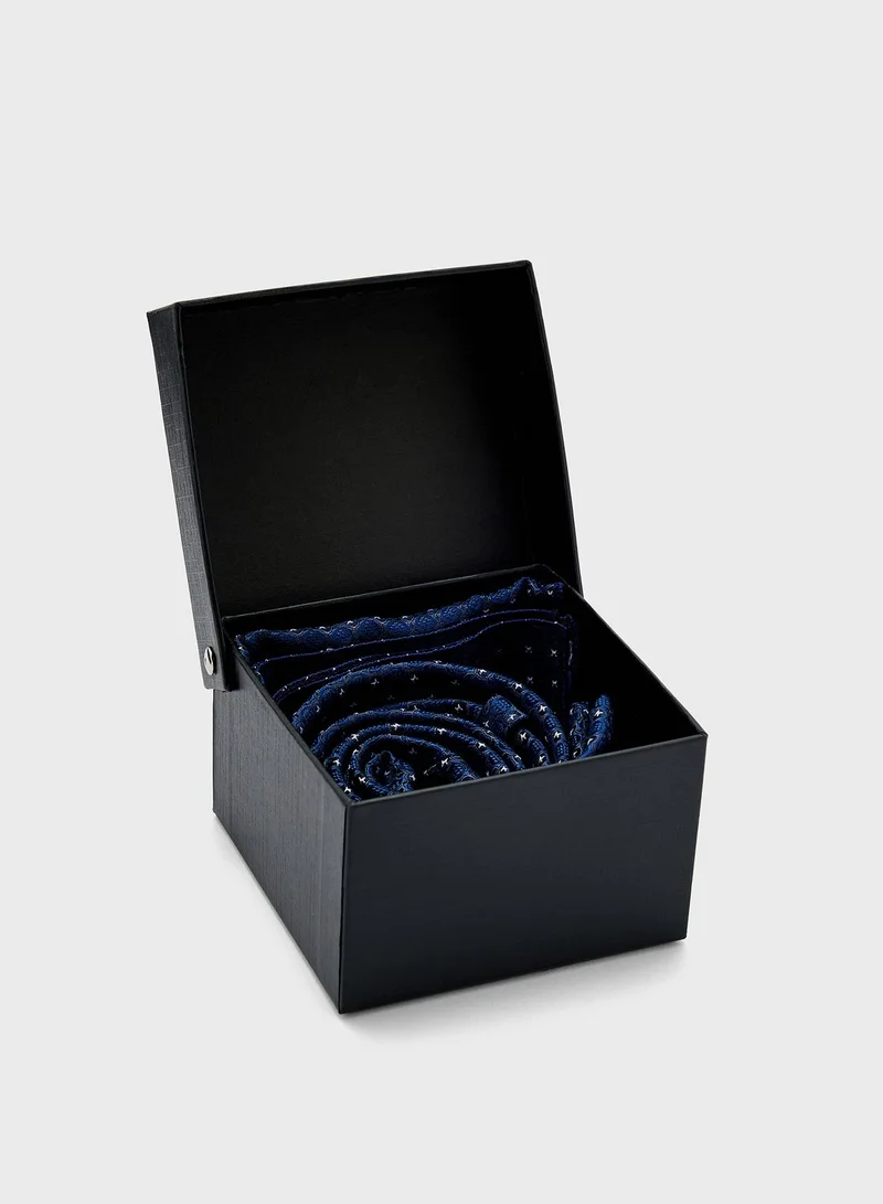 Robert Wood Tie & Pocket Square In Gift Box