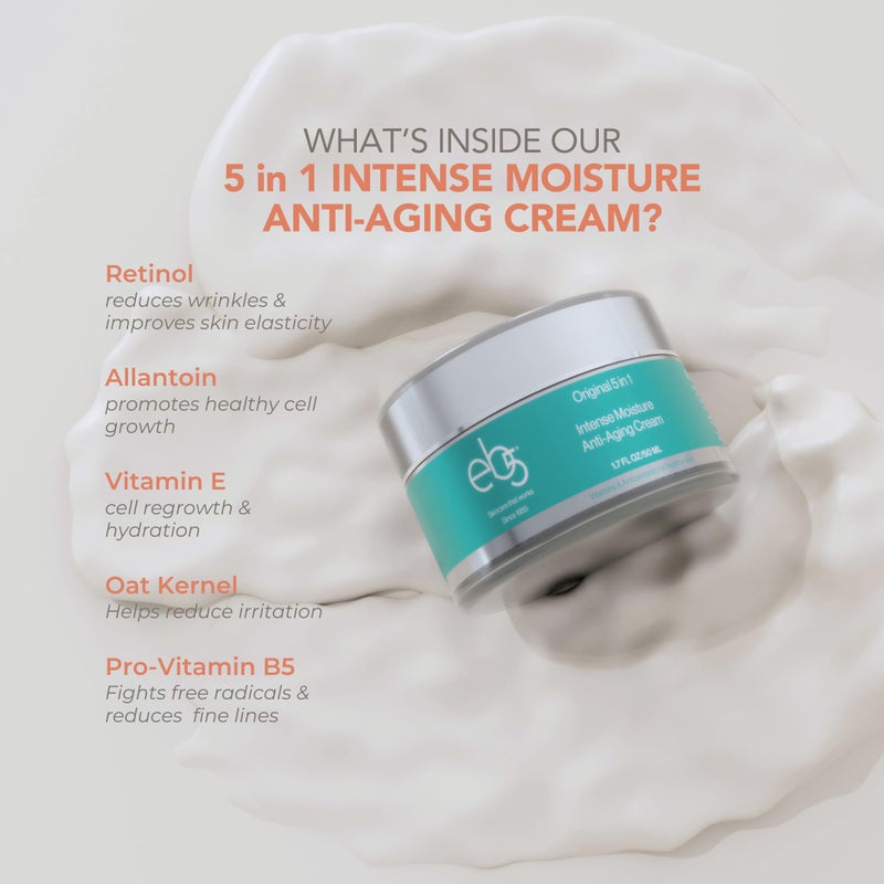 eb5 Intense Moisture Anti Aging Moisturizer Face & Neck Cream- Tone Tighten Skin with Retinol, Fade Fine Lines & Wrinkles with Vitamin E, A & B5-1.7oz. - Image 3