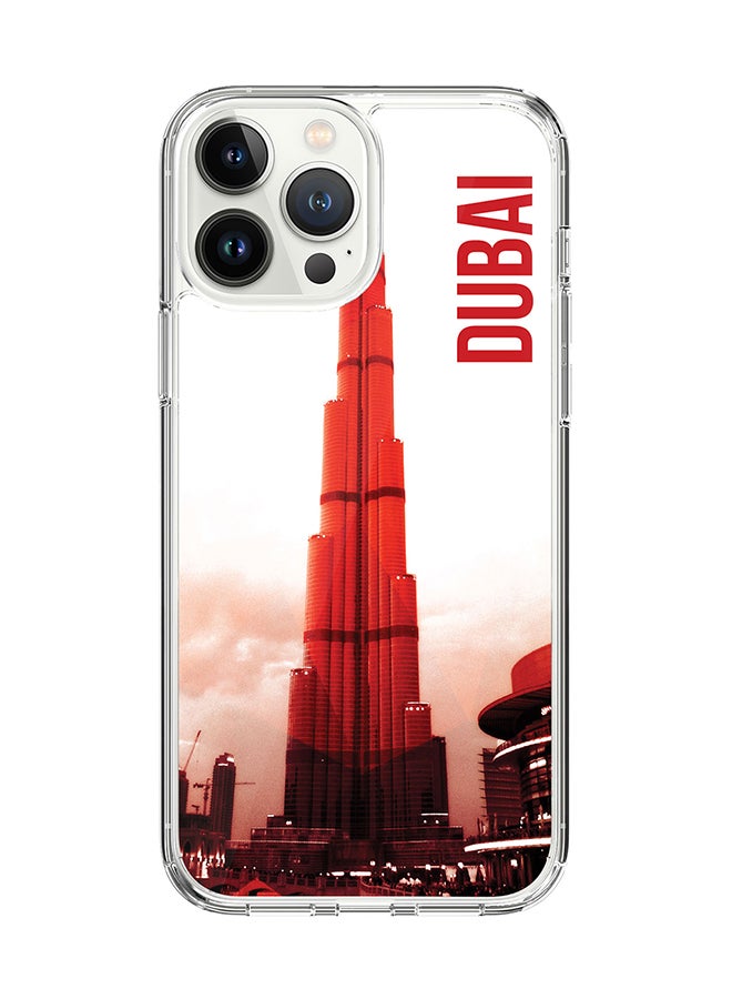 Classic Clear for Apple iPhone 14 Pro Max Case Hybrid Soft Cover Flexible Edges Anti Drop TPU PC Gel Thin Transparent Cover - Dubai - The Burj Full Print
