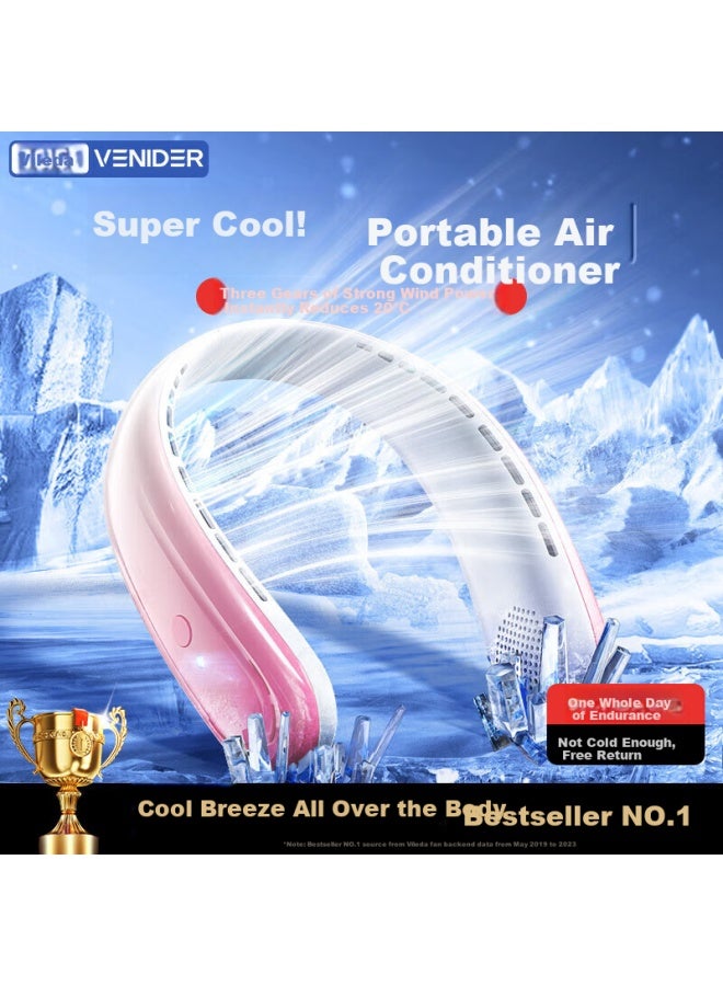 VENIDER Hanging Neck Air Conditioner Mini Portable Cooling Fan Lazy Student Outdoor Large Wind Power Rechargeable Fan - Image 1