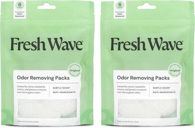Fresh Wave Odor Eliminating & Deodorizing Packs | 2 Bags of 6 Each | Safer Odor Relief for Small Spaces | Natural Plant-Based Odor Eliminator | Odor Absorbers for Home - Image 1