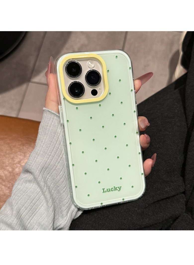 NIBEMINENT Dopamine Jelly Solid Color Protective TPU Case Cover For iPhone 16 Plus, Jelly Green Polka Dot