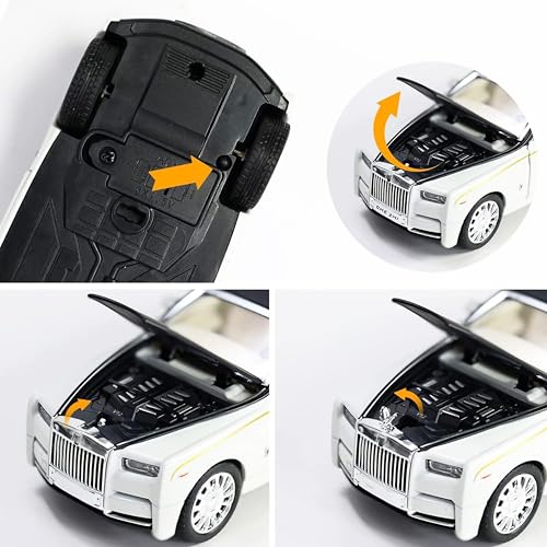 VGRASSP 1:32 Scale Die Cast Rolls Royce Phantom Style Pull Back Action Car Toy for Kids with Openable Doors, Lights and Sound - Alloy Metal Toy Car - Color As Per Stock - Image 5