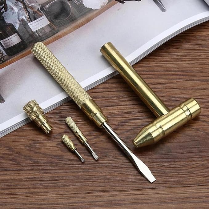 SHOPLIFE Portable Screwdriver Set Mini Functional 5 in 1 Multi tool, Metal Portable Hammer Mini Hathodi, Tool kit and Screwdriver Hand repairing tools (Pack of 1, Multicolour)  - Image 4