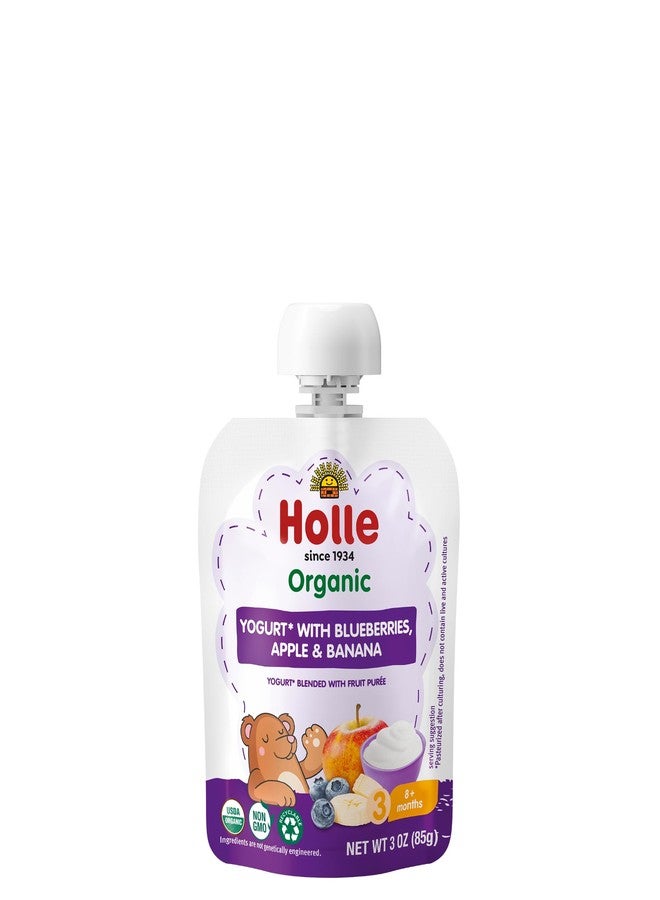 Holle Baby Yogurt Pouches - Organic Yogurt with Blueberry, Apple & Banana Fruit Purée - Drinkable Pouches for Kids & Babies 8 Months & Up - (10 Pack) Shelf Stable, Non-Gmo with 0 Sugar Added - Image 1