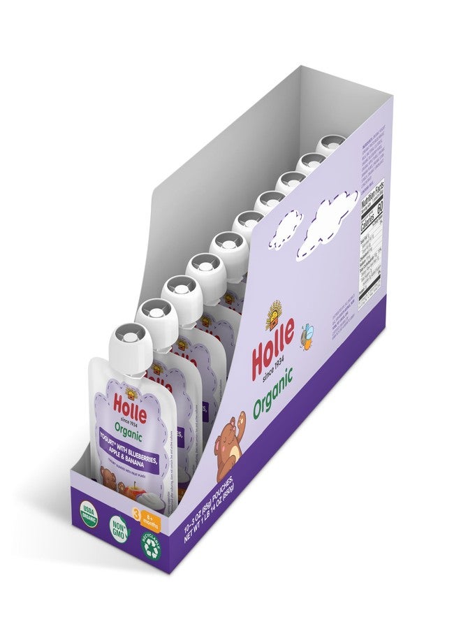 Holle Baby Yogurt Pouches - Organic Yogurt with Blueberry, Apple & Banana Fruit Purée - Drinkable Pouches for Kids & Babies 8 Months & Up - (10 Pack) Shelf Stable, Non-Gmo with 0 Sugar Added - Image 2