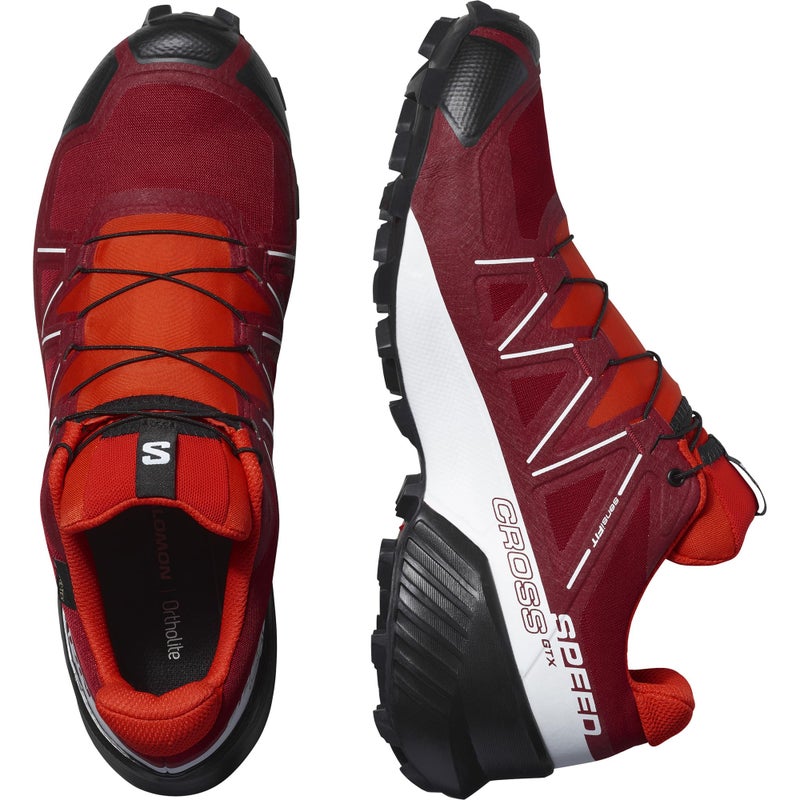 Salomon أحذية الجري على الطرق الوعرة للرجال من سالومون SPEEDCROSS GORE-TEX، أحمر داليا / أبيض / أسود، 12 - Image 5