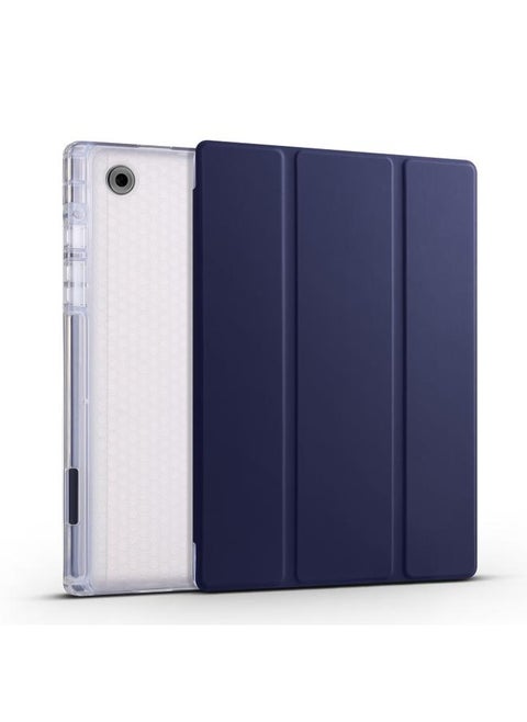 Samsung Galaxy Tab A8 X200 Smart 3 folding Transparent Honeycomb TPU Plus Leather Tablet Case Dark Blue
