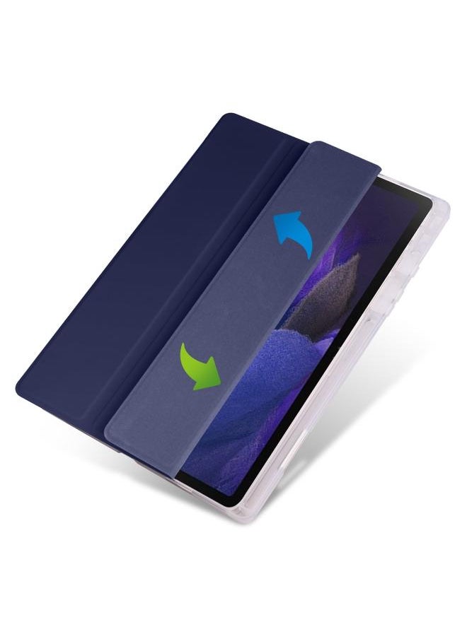 Green Tiger - Samsung Galaxy Tab A8 X200 Smart 3 folding Transparent Honeycomb TPU Plus Leather Tablet Case Dark Blue - Image 1