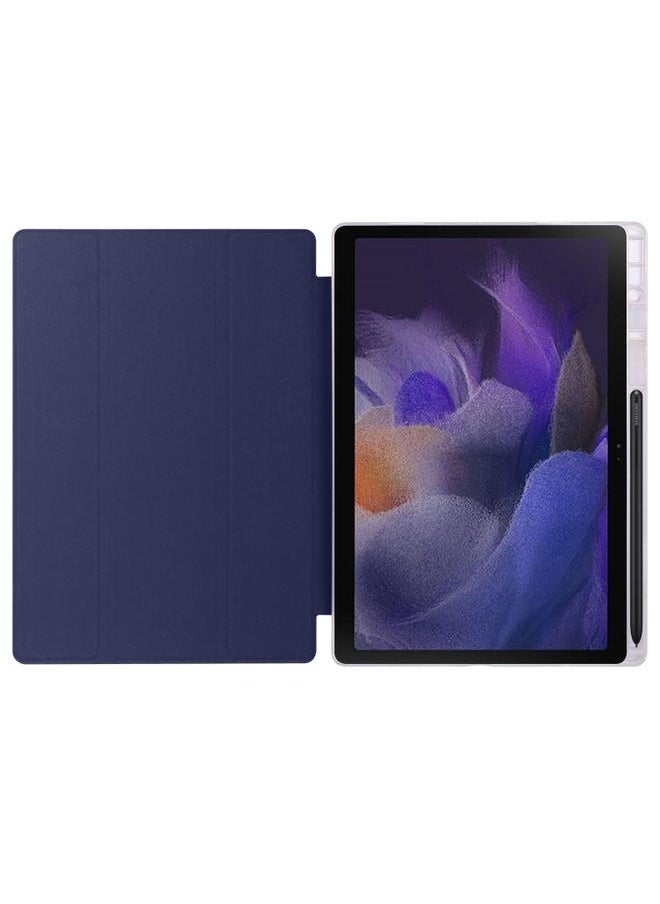 Green Tiger - Samsung Galaxy Tab A8 X200 Smart 3 folding Transparent Honeycomb TPU Plus Leather Tablet Case Dark Blue - Image 1