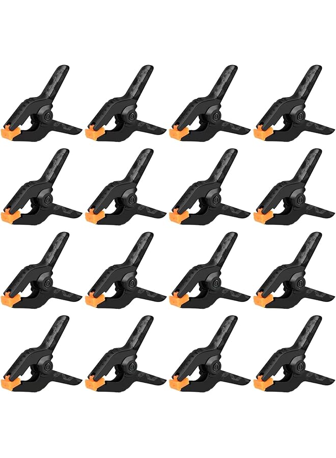 promass Small Spring Clips Backdrop Clamps - 16 Pack 3.5" Black Spring Plastic Clamps for Backdrop Stand, Heavy Duty for Crafts, Woodworking, Photography Studios, Outdoor - Image 1