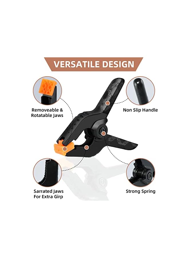 promass Small Spring Clips Backdrop Clamps - 16 Pack 3.5" Black Spring Plastic Clamps for Backdrop Stand, Heavy Duty for Crafts, Woodworking, Photography Studios, Outdoor - Image 3