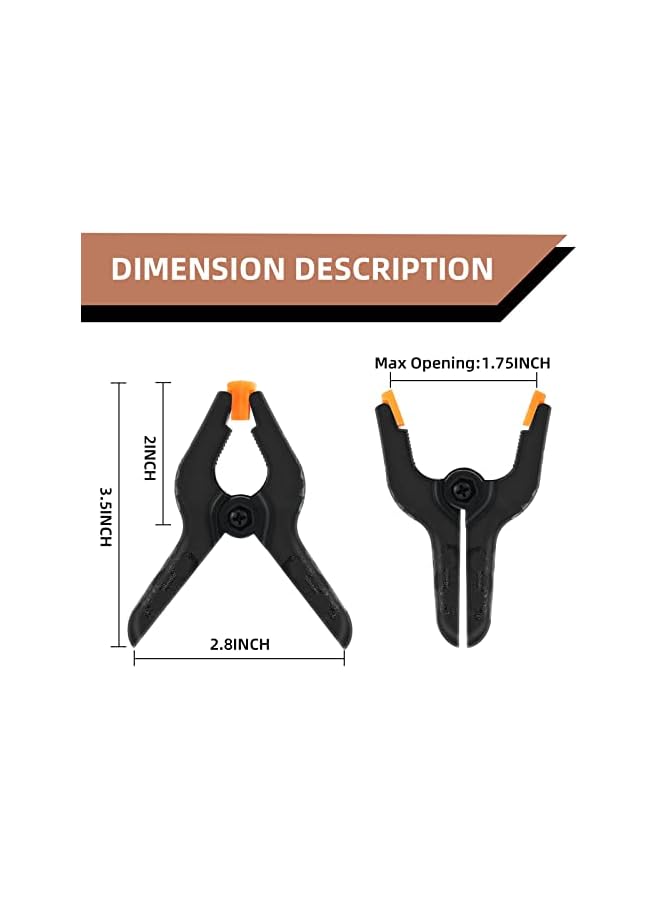 promass Small Spring Clips Backdrop Clamps - 16 Pack 3.5" Black Spring Plastic Clamps for Backdrop Stand, Heavy Duty for Crafts, Woodworking, Photography Studios, Outdoor - Image 2