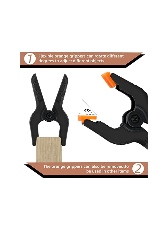 promass Small Spring Clips Backdrop Clamps - 16 Pack 3.5" Black Spring Plastic Clamps for Backdrop Stand, Heavy Duty for Crafts, Woodworking, Photography Studios, Outdoor - Image 4