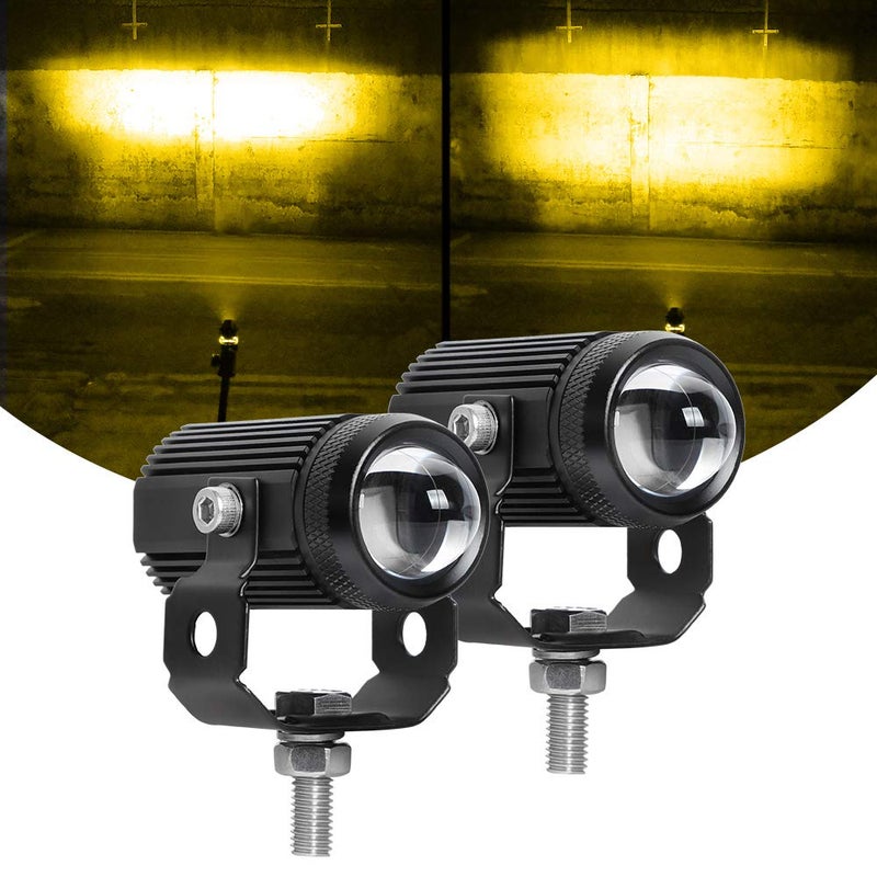 EXZEIT Led Driving Light for Motorcycle Amber Light High Low Beam Function Fog Lights Headlights for Bike Polaris Yamaha Can Am ATV UTV 1224V 30W 6000 Lumens 2 pcs Amber Light