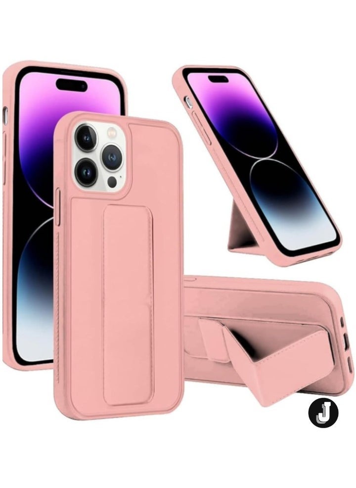 JAJEEK iPhone 16 Pro Max Pink Magnetic Car Mount Kickstand Case – Premium Silicone with Vertical & Horizontal Hand Strap and Multi-Stand Functionality - Image 1