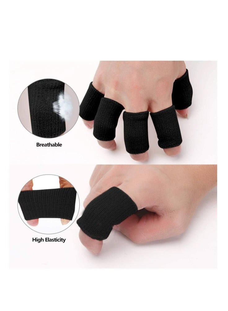 OASIS-TH 10Pcs Finger Sleeves Protectors Thumb Brace Support Elastic Compression Protector For Relieving Pain, Arthritis,Trigger Finger, Sports (Black), Free size - Image 4