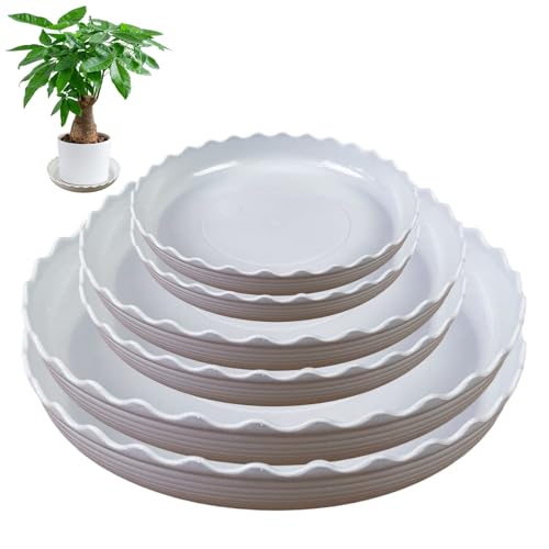 Brianver YUANAIYI 6 Packs Wave Plant Saucer - Plastic Flower Pot Drip Trays/Durable Heavy Duty White Plant Tray for Indoor and Out Door Plant(6/8/10 inch) - Image 1
