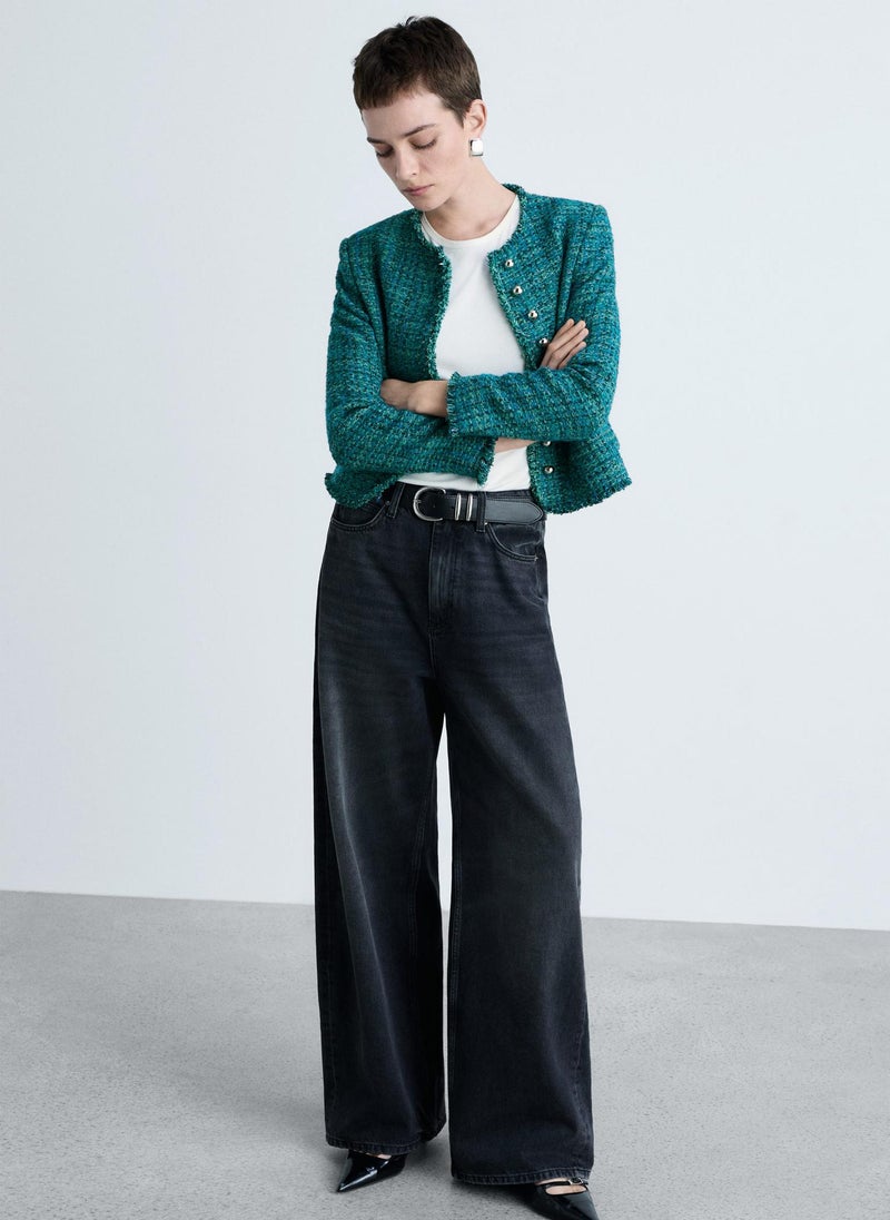 MANGO Pocket Tweed Jacket  - Image 4