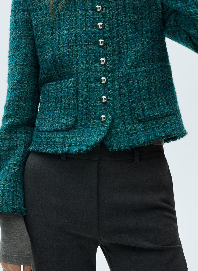 MANGO Pocket Tweed Jacket  - Image 3