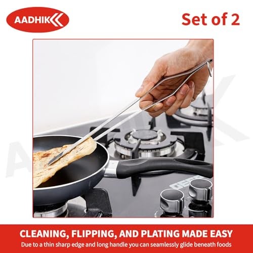 AADHIK Stainless Steel Chimta for Kitchen, Roti Tong, Chapati Chimta, Tong for Chapati (Pack of 2) - Image 2