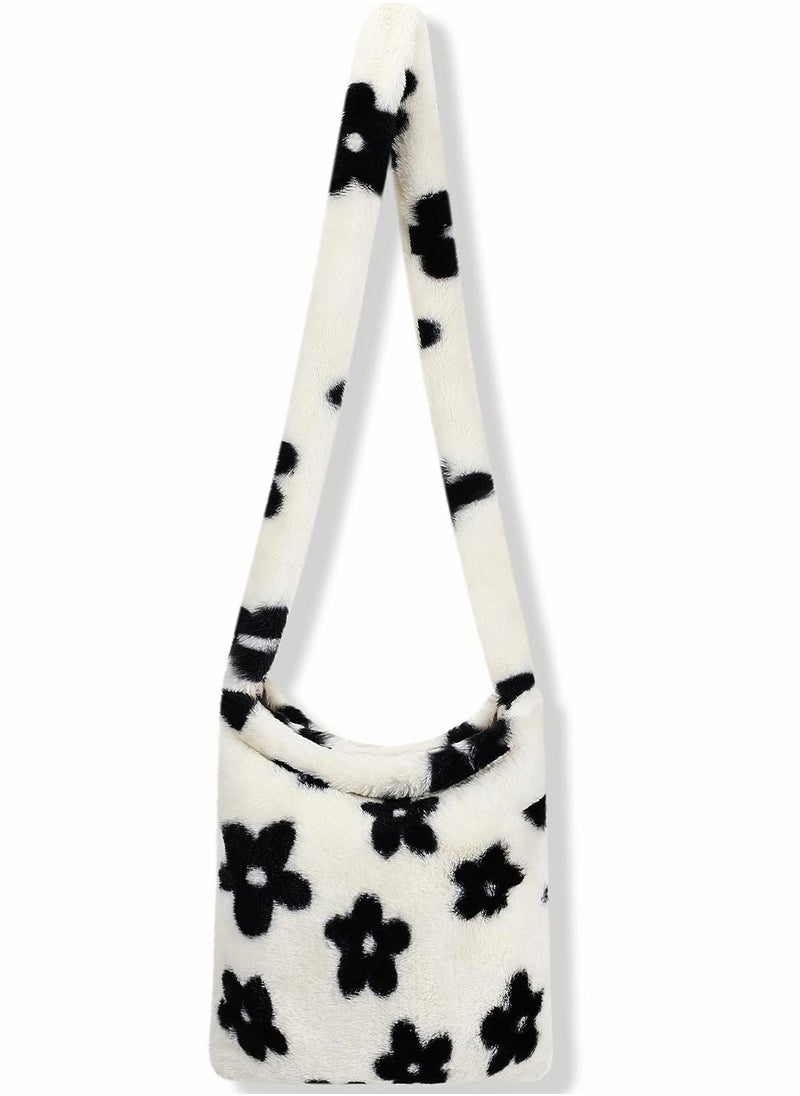 Excefore Plush Underarm Bag, Ladies Fluffy Shoulder Bag, Women Y2K Furry Purse Fluffy Tote Bag for Autumn and Winter  - Image 1