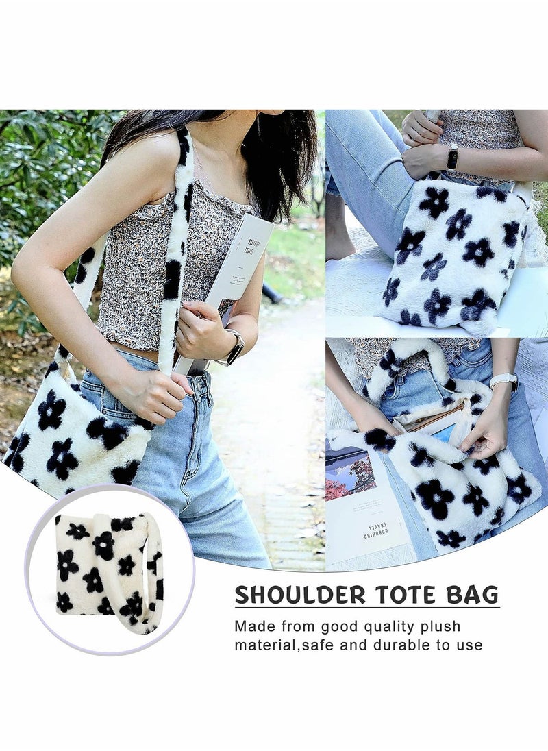 Excefore Plush Underarm Bag, Ladies Fluffy Shoulder Bag, Women Y2K Furry Purse Fluffy Tote Bag for Autumn and Winter  - Image 5