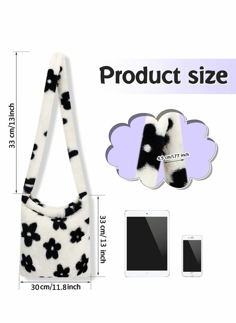 Excefore Plush Underarm Bag, Ladies Fluffy Shoulder Bag, Women Y2K Furry Purse Fluffy Tote Bag for Autumn and Winter  - Image 2
