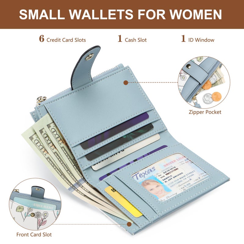 yiijay Small Wallet for Women RFID Blocking Tassle Bifold Slim Thin Leather Wallet Credit Card Holder Wallet Ladies Mini Wallet with Zipper Pocket - Image 2