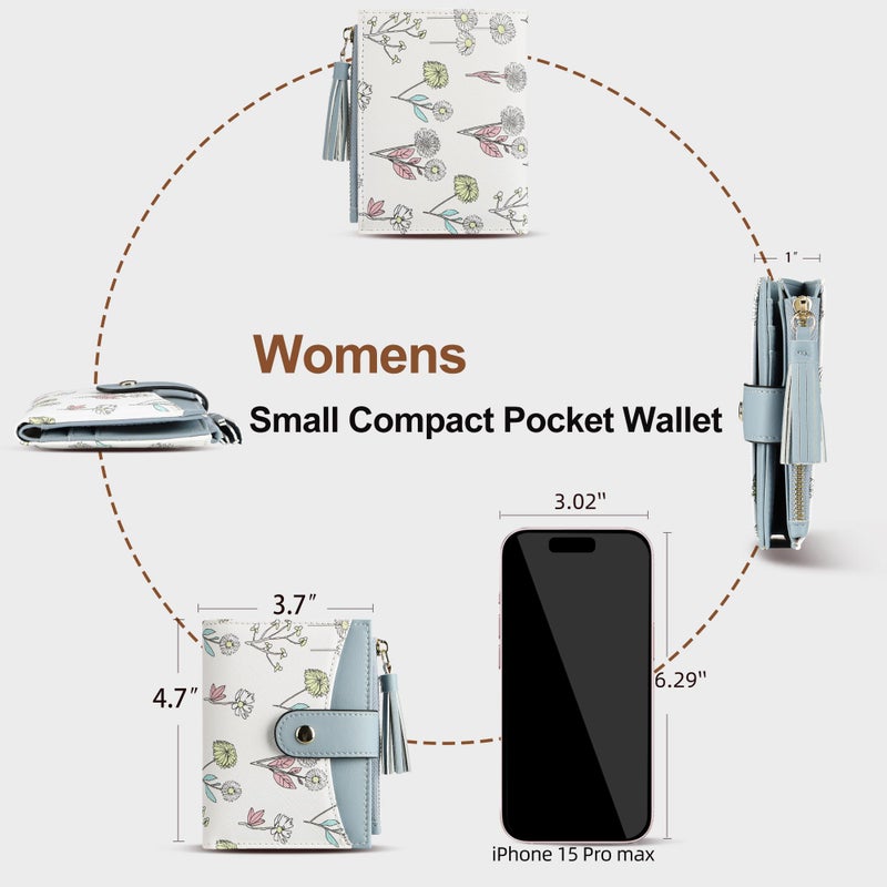 yiijay Small Wallet for Women RFID Blocking Tassle Bifold Slim Thin Leather Wallet Credit Card Holder Wallet Ladies Mini Wallet with Zipper Pocket - Image 4