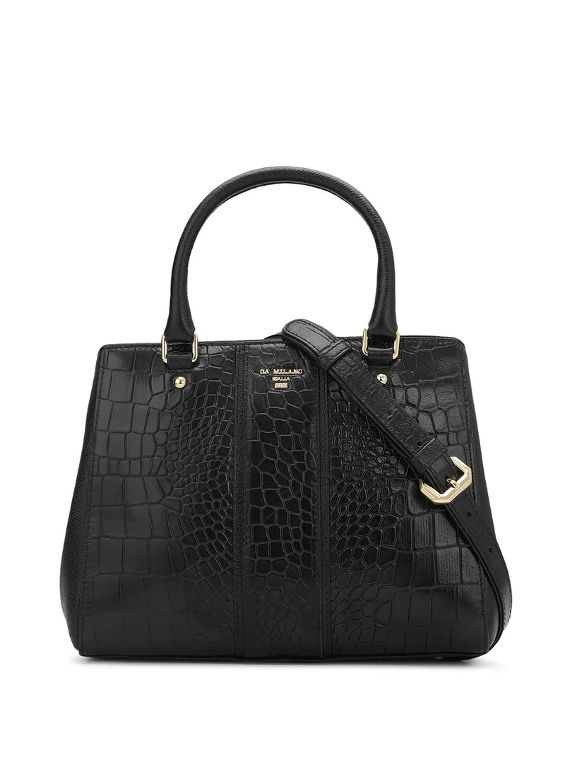 Genuine Leather Black Satchel Bag