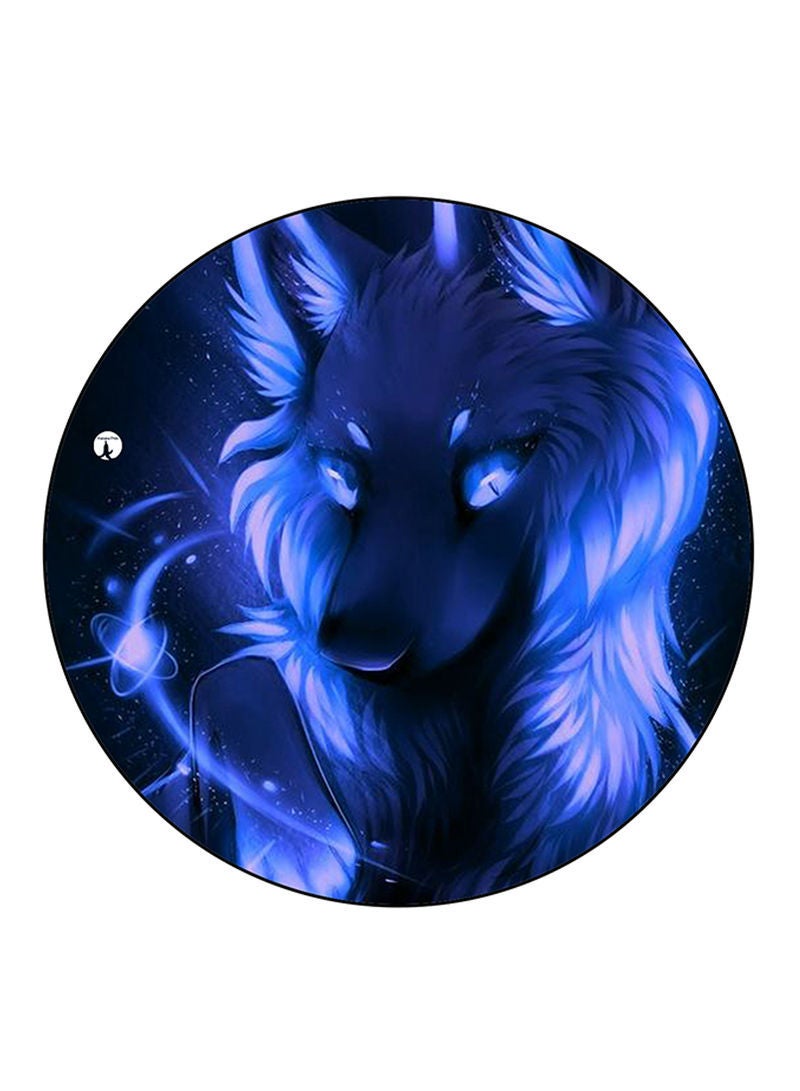 RKN Wolf Printed Mouse Pad  Round  Multicolour