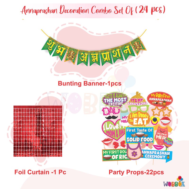 Wobbox Annaprashan Props, Subh Annaprashan Banner, Annaprashan Decoration Kit (26 Pc) (FP4465) - Image 2