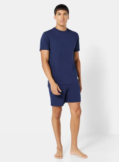 JACK & JONES Basic Logo T-Shirt & Pyjama Shorts Set