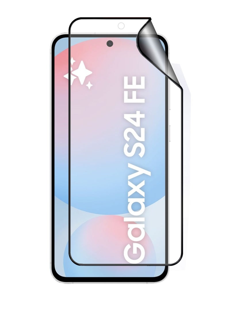 غشاء سيراميك لهاتف سامسونج جالكسي S24 FE واقي شاشة مضاد للتوهج ومضاد لبصمات الأصابع بتقنية اللمس ثلاثي الأبعاد، سطح غير لامع، غشاء نانو سيراميكي لهاتف جالكسي S24 FE شفاف/أسود - Image 1