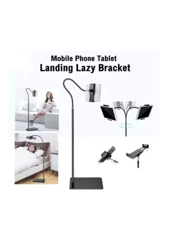 FEND - Tablet and Mobile Tripod Stand Phone Holder Adjustable 360 Swivel Pad Lazy Stand Holder Bracket Floor Rack Black - Image 1