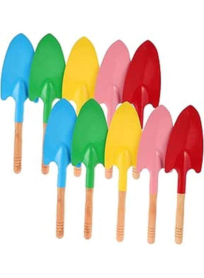 Wooden Handle Gardening Shovel Set of 10 Durable Tools for Planting Digging Sand Outdoor and Beach Use - Image 1