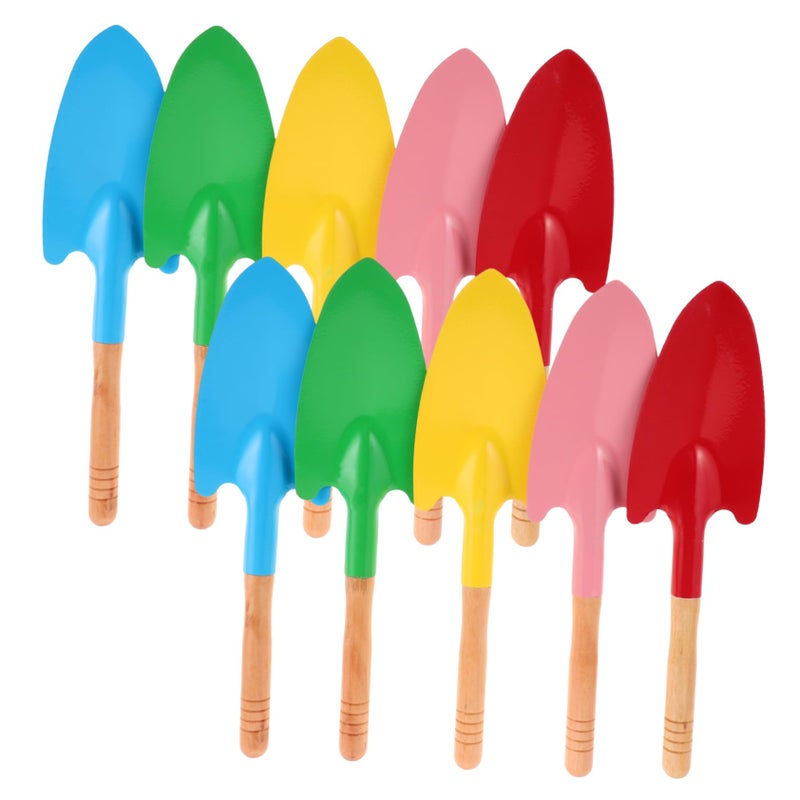 Wooden Handle Gardening Shovel Set of 10 Durable Tools for Planting Digging Sand Outdoor and Beach Use - Image 2
