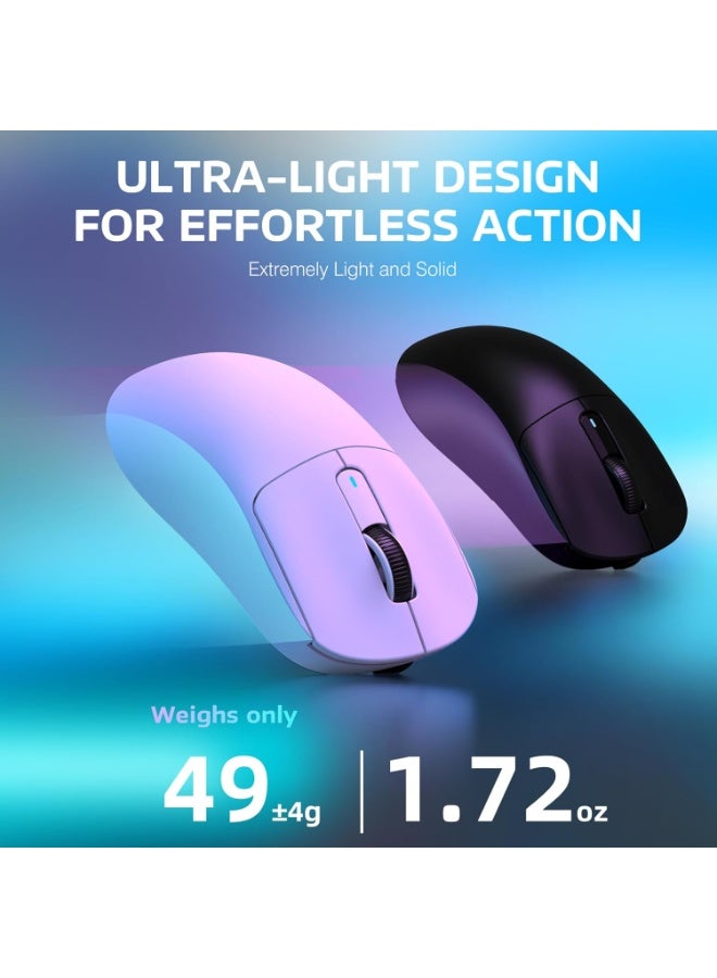 هجوم القرش ماوس ألعاب لاسلكي خفيف الوزن X3 مع وضع ثلاثي 2.4 جيجاهرتز/USB-C سلكي/بلوتوث، 26 ألف نقطة في البوصة، مستشعر بصري PAW3395، مفتاح Kailh GM8.0، 5 أزرار قابلة للبرمجة لأجهزة الكمبيوتر الشخصية/ويندوز/ماك - أبيض - Image 3