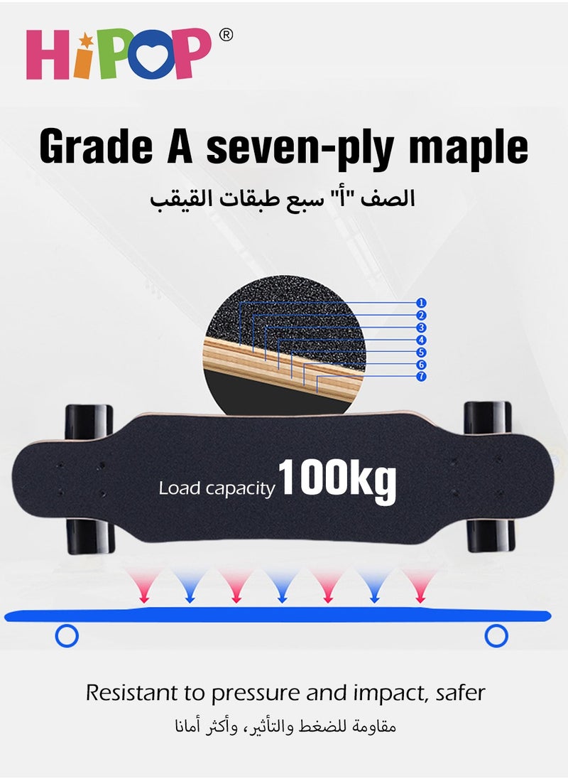 هيبوب - لوح تزلج مضاد للانزلاق للمبتدئين، لوح تزلج كامل 80*20*12 سم مع سطح بلوري مضاد للانزلاق، لوح تزلج للأطفال والمبتدئين للرياضة والترفيه في الهواء الطلق - Image 1