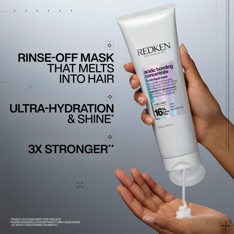REDKEN قناع شعر ريدكن للتقوية للشعر الجاف والتالف | مركز الترابط الحمضي | ترطيب لمدة 5 دقائق | لجميع أنواع الشعر - Image 2