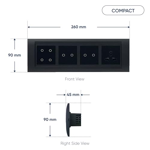 Aziot 8 Module Switch Board Plate | Smart 4 Touch, Two 2 Touch SW & 1 Socket | WiFi & BLE | Google, Alexa & Siri Control (Black) - Image 4