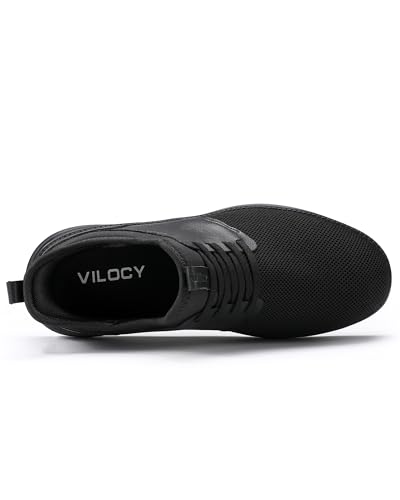 VILOCY Mens Slip On Casual Dress Shoes Hands Free Fashion Sneakers Mesh Tennis Walking Shoes Comfortable Work Shoes Breathable Lightweight Non Slip All Black,EU43 - Image 5