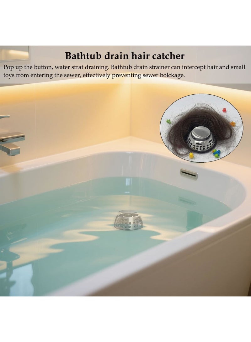 SYOSI Bathtub Drain Stopper, Pop Up Tub Stopper with Strainer, Easy to Install and Clean, Shower Drain Hair Catcher, Bathtub Plug for 1.50"-1.75" Bath Drain Hole - Image 4